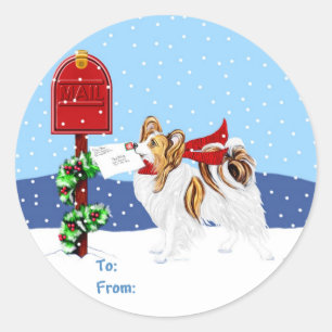 Sable Papillon Christmas Mail Ronde Sticker