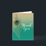 Sable Peacock et Merci Boho Turquoise<br><div class="desc">Peacock Feather Sand et Turquoise Boho Glam Carte de remerciements. Customisez à tout ce que vous voulez. Vous pouvez ajouter du texte à l'intérieur ou le laisser vide pour écrire à la main quelque chose en vous-même.</div>