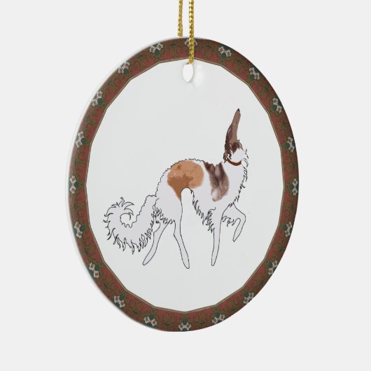 Sable Prancing Borzoi kerstversiering Keramisch Ornament (Rechts)