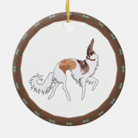 Sable Prancing Borzoi kerstversiering Keramisch Ornament (Achterkant)