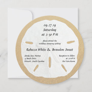 Sable Rond Dollar Plage Mariage Invitations