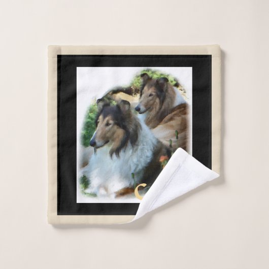 Sable Rough Collie Art (Gant de toilette)