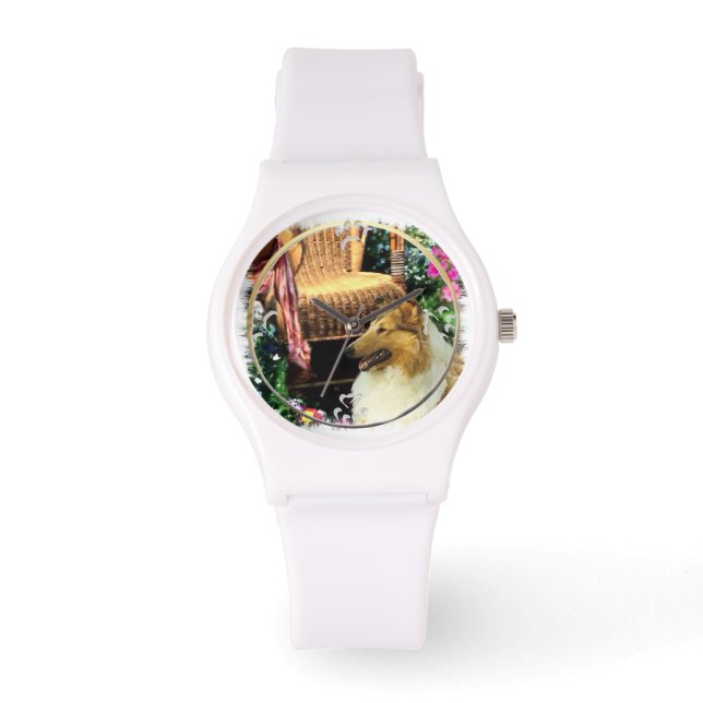 Sable Rough Collie Art Horloge (Voorkant)