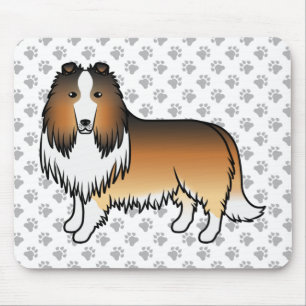 Sable Rough Collie Cute Cartoon Dog & Paws Muismat