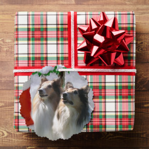 Sable Rough Collie kerstcadeaus Ornament Kaart