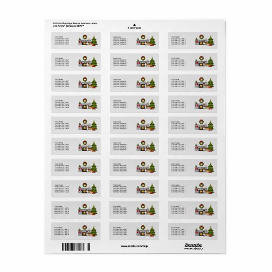 Sable Sheltie Dog in een kerstruimte en tekst Etiket (Full Sheet)