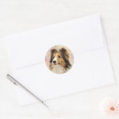 Sable Sheltie face Ronde Sticker (Envelop)