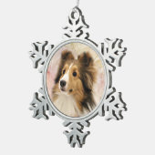 Sable Sheltie face Tin Sneeuwvlok Ornament (Rechts)