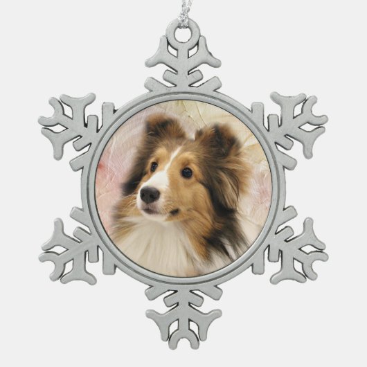 Sable Sheltie face Tin Sneeuwvlok Ornament (Voorkant)