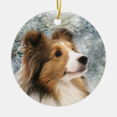 Sable Sheltie Kerstmis Keramisch Ornament (Voorkant)