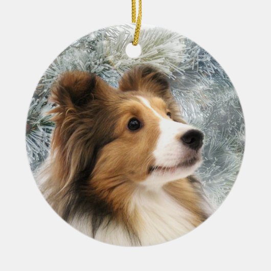 Sable Sheltie Kerstmis Keramisch Ornament (Voorkant)