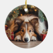 Sable Sheltie Kerstmis Keramisch Ornament (Achterkant)