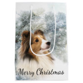 Sable Sheltie Kerstmis Medium Cadeauzakje (Achterkant)