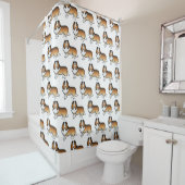 Sable Shetland Sheepdog Cartoon Dog Pattern Douchegordijn (In situ)