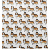 Sable Shetland Sheepdog Cartoon Dog Pattern Douchegordijn (Voorkant)