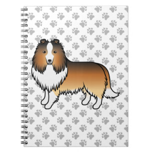 Sable Shetland Sheepdog Cartoon Dog & Paws Notitieboek