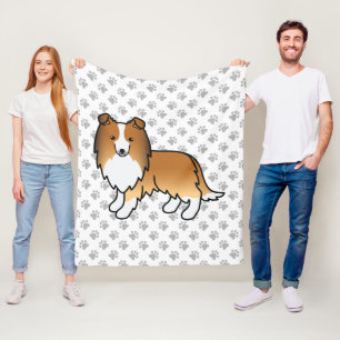 Sable Shetland Sheepdog Sheltie Cartoon Dog Fleece Deken
