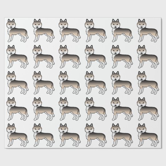 Sable Siberian Husky Cute Dog Pattern Cadeaupapier (Vlak)