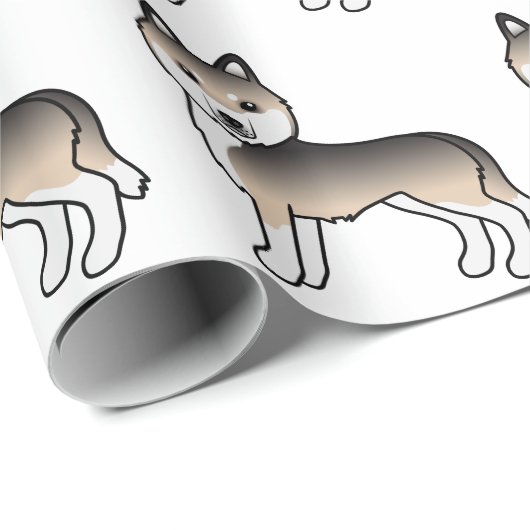 Sable Siberian Husky Cute Dog Pattern Cadeaupapier (Rol Hoek)