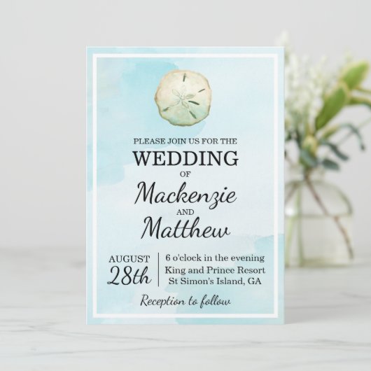 Sable Simple Dollar Beach Faire-part de mariage À  (Debout devant)