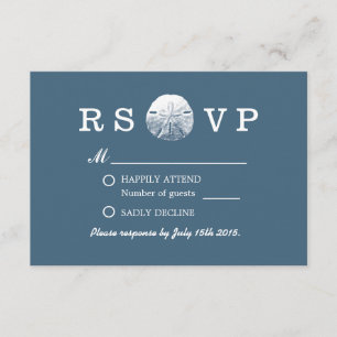 Sable simple Dollar Marine Blue Beach Wedding RSVP