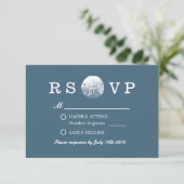Sable simple Dollar Marine Blue Beach Wedding RSVP (Debout devant)