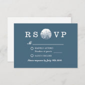 Sable simple Dollar Marine Blue Beach Wedding RSVP (Devant / Derrière)