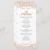 Sable Stripes & Rose Gold Confetti Mariage Menu (Devant / Derrière)