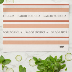 Sabor Boricua gestreepte keukenhanddoek