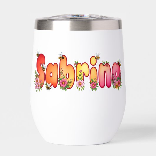 Sabrina - Floral and Bee Design Water Thumbler (Voorkant)