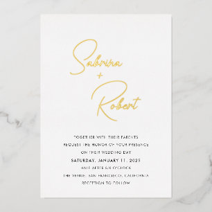Sabrina Modern Huwelijksuitnodiging Folie Uitnodiging