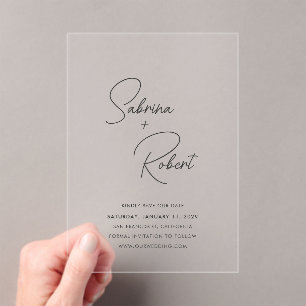 Sabrina Modern Wedding Save the Date Acryl Uitnodigingen