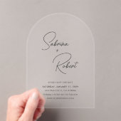 Sabrina Modern Wedding Save the Date Acryl Uitnodigingen (Insitu (Draagbaar))