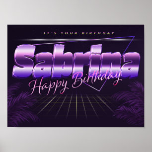 Sabrina Naam Vorname lila retro Poster Geburtstag