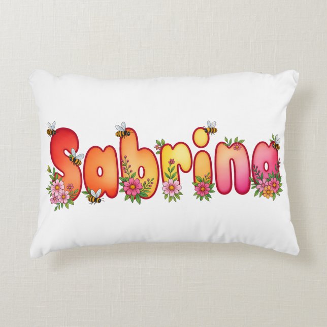 Sabrina - Personalized Bee Pillow Accent Kussen (Voorkant)