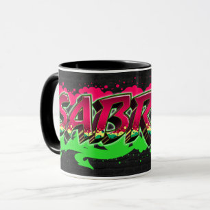 Sabrina Prénom Graffiti red Tasse verte