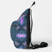 Sac À Bandoulière 3D Fractal Art Abstrait Motif bleu violet rose (Droite)