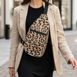 Sac à bandoulière à imprimé léopard pailleté