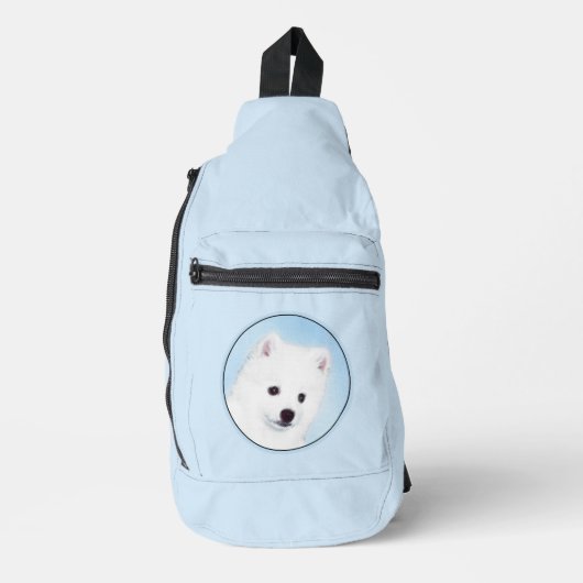 Sac À Bandoulière American Eskimo Eskie Puppy Peinture Cute Chien Ar (Recto)