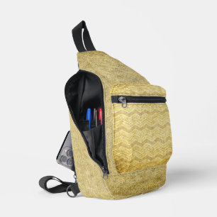 SAC À BANDOULIÈRE ANTIQUE GOLD ZIG ZAG TEXTURE LOIN