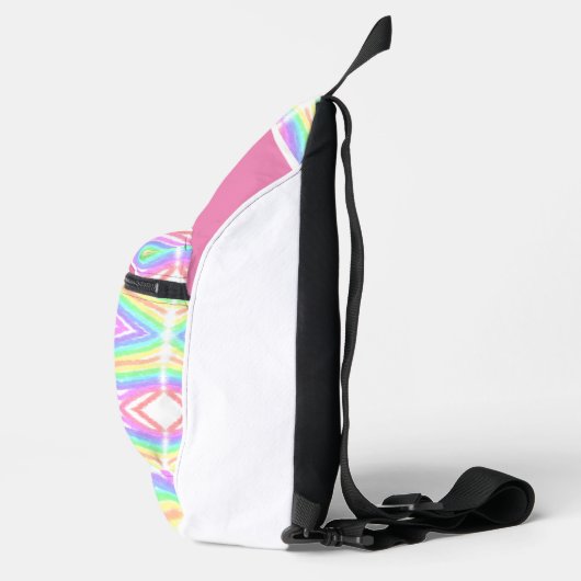 Sac À Bandoulière Aquarelle arc-en-ciel ajouter un nom texte personn (Droite)