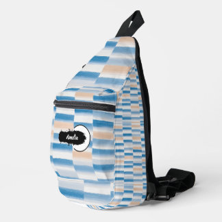 Sac À Bandoulière Aquarelle de pêche bleue personnalisée triée