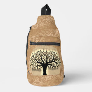Sac À Bandoulière Arbre devant une horloge paysagère