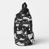 Sac À Bandoulière Arrière - plan De Livres Noir Et Blanc (Recto)