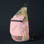Sac À Bandoulière Arrière - plan des prairies de printemps vertes et<br><div class="desc">Un mignon motif d'une délicate prairie printanière de fleurs sauvages a l'air si joli sur ce sac à fronde pour une dame. Les couleurs principales sont le vert et le rose,  et est personnalisée si vous le souhaitez.</div>