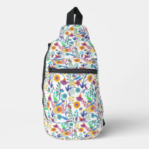 Sac À Bandoulière Arrière - plan floral exotique coloré Motif-23145