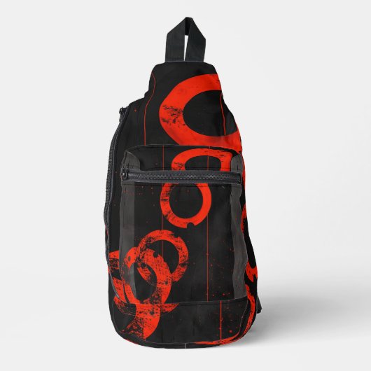 Sac À Bandoulière Art numérique noir et rouge (Recto)