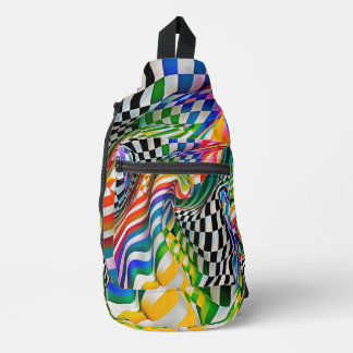 Sac À Bandoulière Art numérique Rainbow Checkerboard