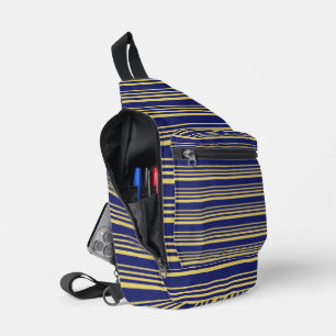 Sac À Bandoulière Bandes d'or et de marine à motifs