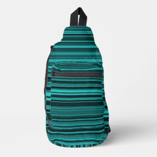 Sac À Bandoulière Bandes noires turquoises